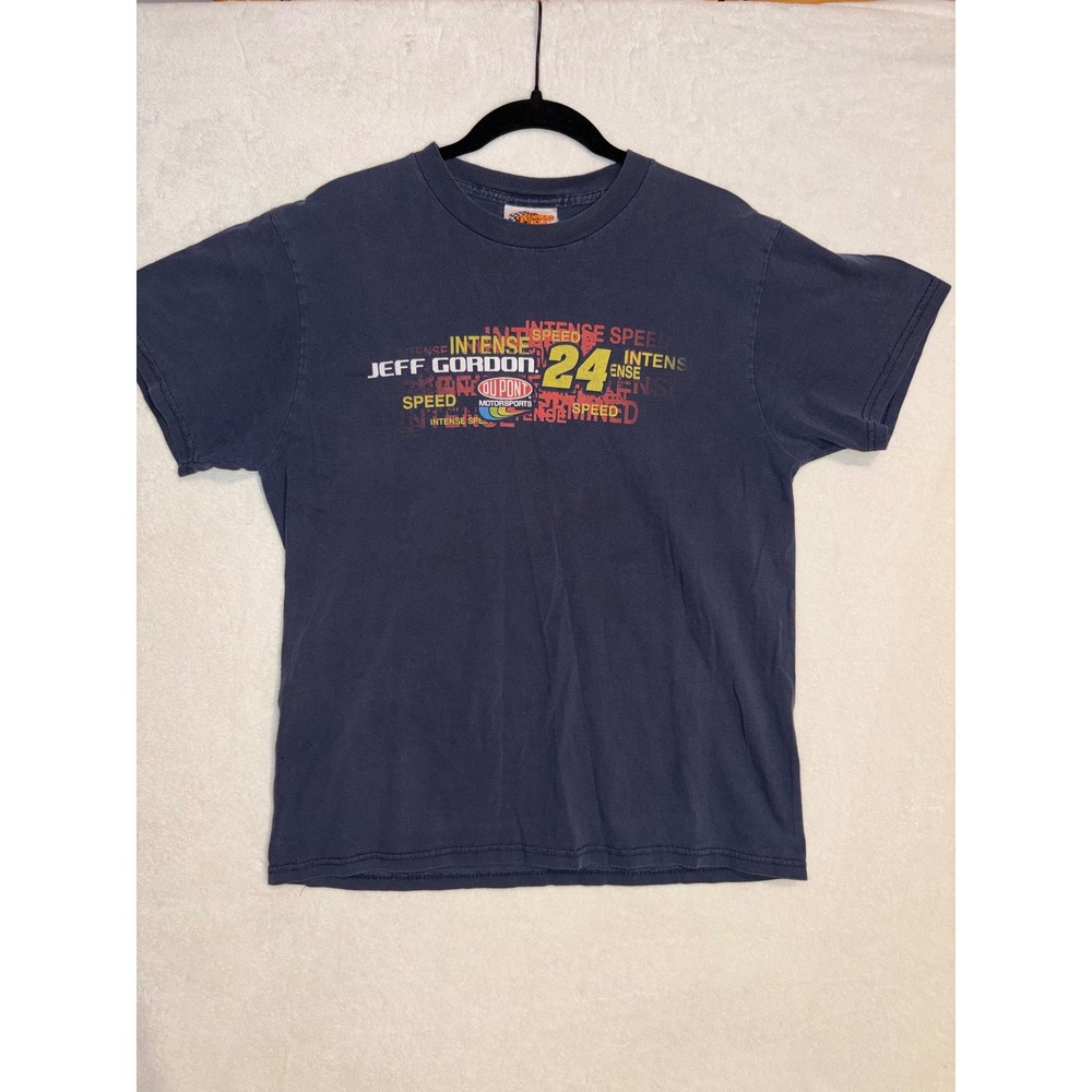 Jeff Gordon NASCAR vintage 90s Winners Circle 24 T-Shirt Navy Blue DuPont size L